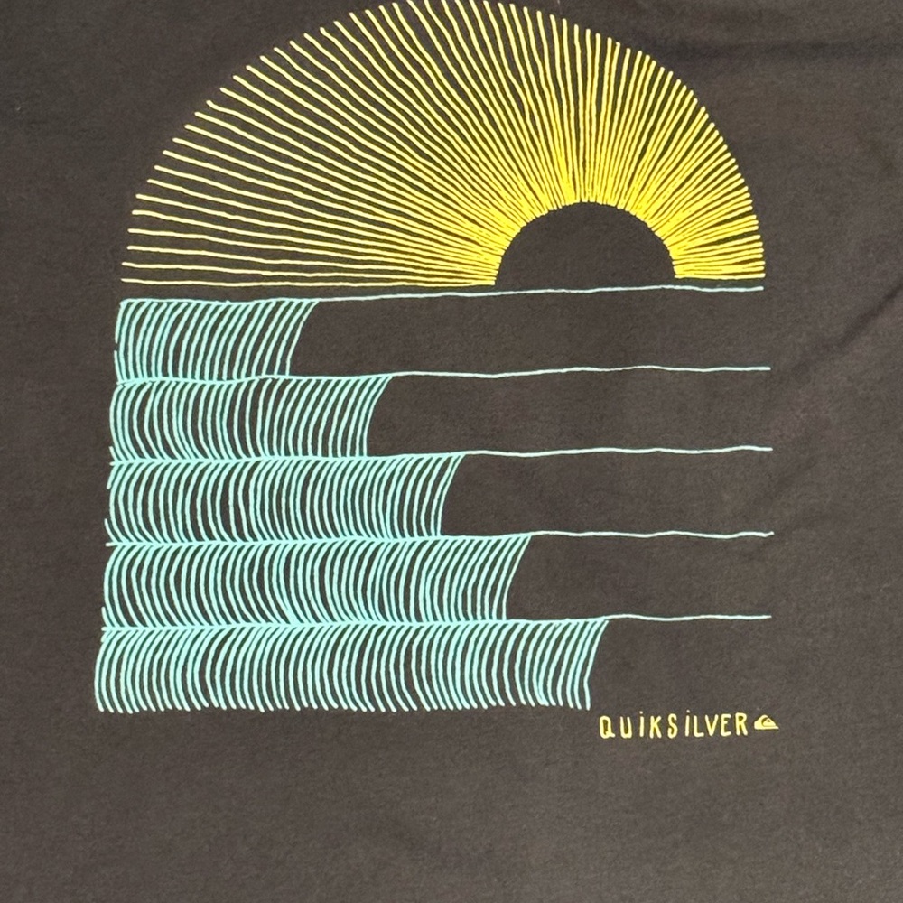 QUICKSILVER Men's T-shirt Short Sleeve Crew Neck Surf Medium Black 100% Cotton - Picture 2 of 4